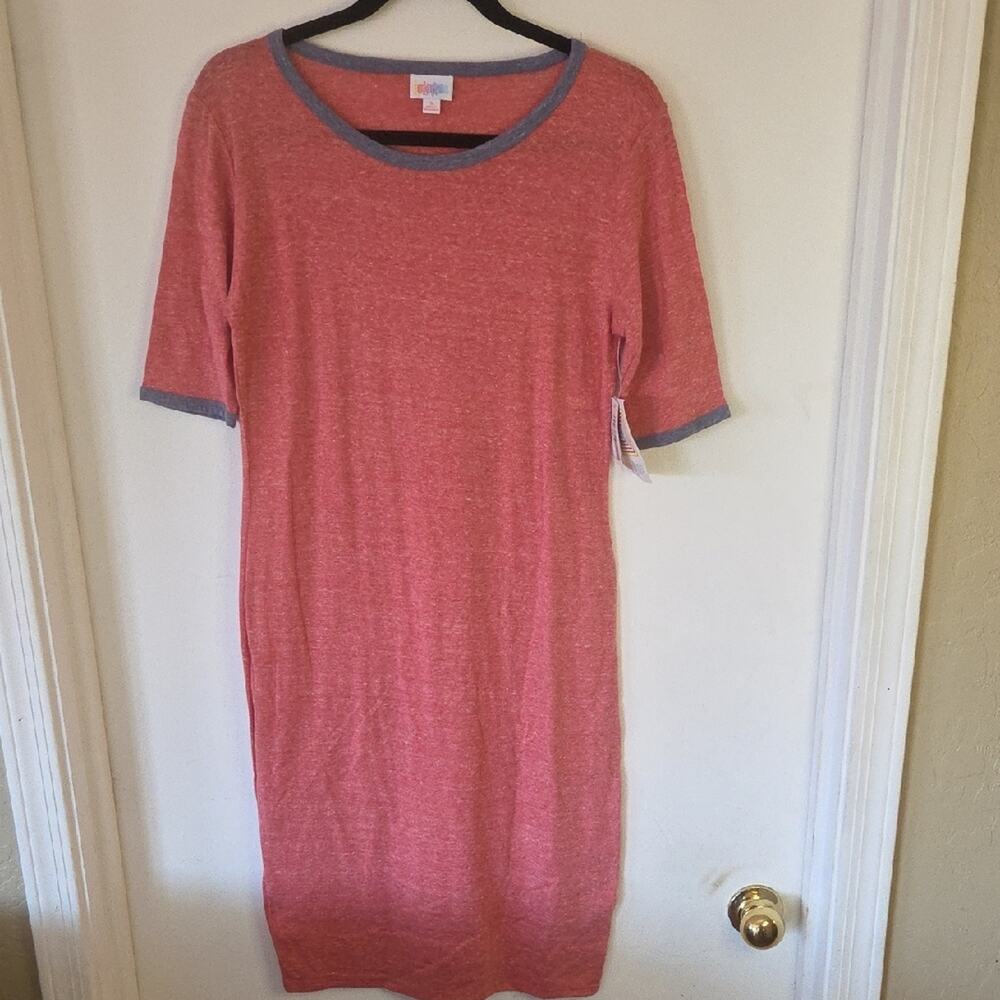 LuLaRoe Pink Dress with Gray Trim